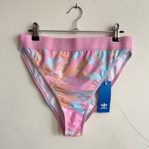 nwt adidas originals pink tie dye high waist high cut swim bottom medium large